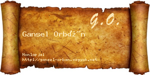 Gansel Orbán névjegykártya
